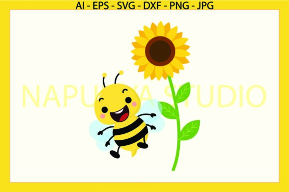 Bee Sunflower Animals Floral Spring Design