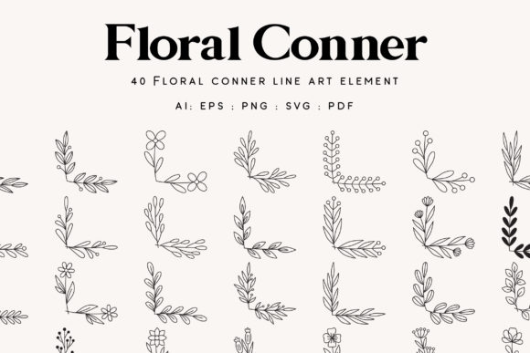 Discover the Versatility of Floral Conners Line-art Illustration