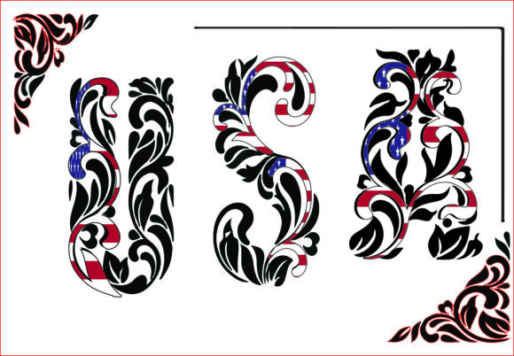 Enhance Your Designs with Usa Floral Font and USA Flag Font PNG