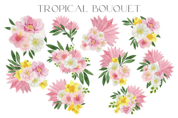 Exploring Watercolor Floral Tropical Bouquets: A Versatile Design Asset