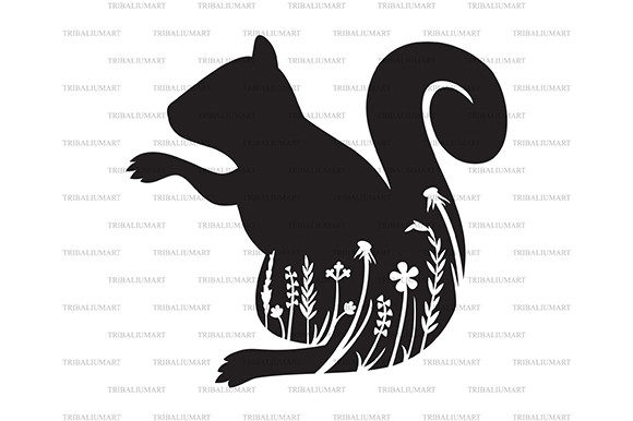 Floral Squirrel Silhouette: A Versatile Graphic Asset