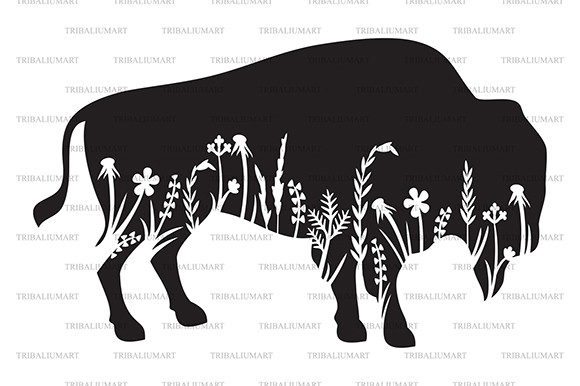 Strategic Use of Floral American Bison or Buffalo in Creative and Business Projects