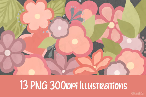 Sweet Floral Illustrations - 13 PNGs: A Versatile and Charming Graphic Set